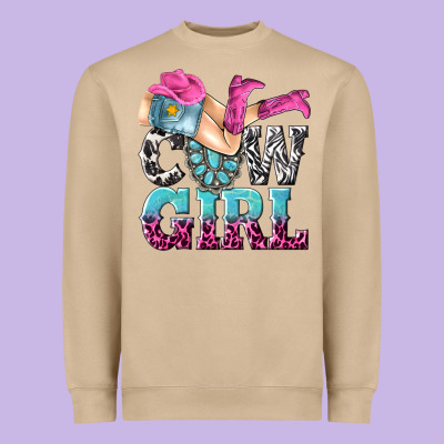 Cow Girl Heavyweight Sweatshirt Designed By Texasbilliewilder