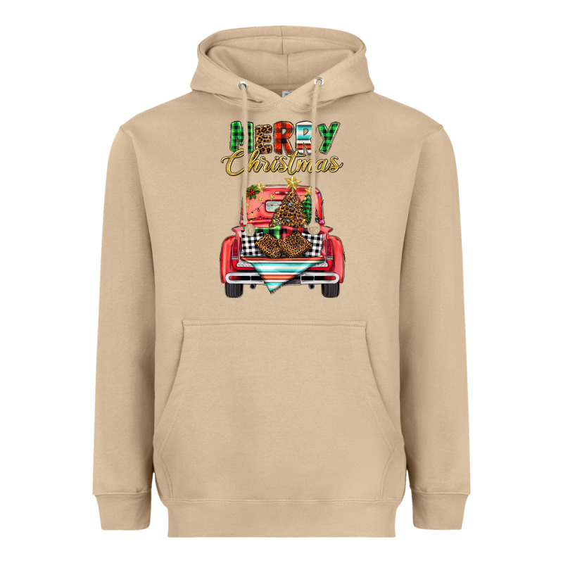 Merry Christmas Truck Heavyweight Hoodie by BarkalooDesign | Teevron