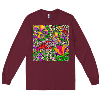 Burgundy mardi gras crawfish leopard  seamless pattern Long Sleeve Tee - FaDigitalArtStudio