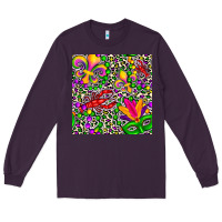Plum mardi gras crawfish leopard  seamless pattern Long Sleeve Tee - FaDigitalArtStudio