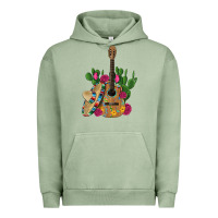 Pigment Oil Green ,mexican sombrero guitar rose cactus Urban Hoodie - Artiststas