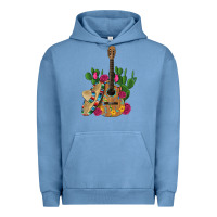 Pigment Pebble Blue ,mexican sombrero guitar rose cactus Urban Hoodie - Artiststas