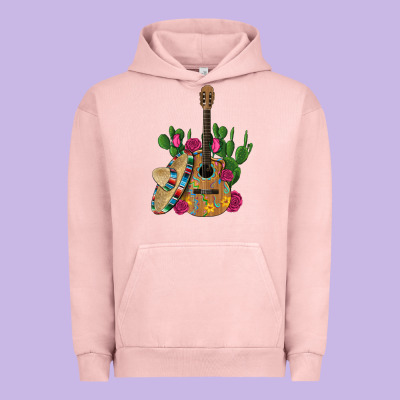 ,mexican Sombrero Guitar Rose Cactus Urban Hoodie Designed By Artiststas