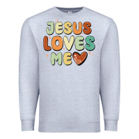 Heather Grey jesus loves me Premium Sweatshirt - MaliasSmallBusiness