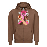 Chestnut Breast Cancer Fist Daisy Butterfly Zipper Hoodie - Artiststas