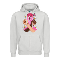 Dove Grey Breast Cancer Fist Daisy Butterfly Zipper Hoodie - Artiststas