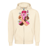 Sandshell Breast Cancer Fist Daisy Butterfly Zipper Hoodie - Artiststas