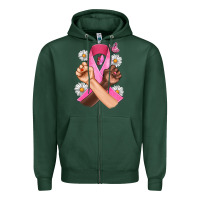 Sports Green Breast Cancer Fist Daisy Butterfly Zipper Hoodie - Artiststas
