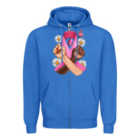 True Royal Breast Cancer Fist Daisy Butterfly Zipper Hoodie - Artiststas