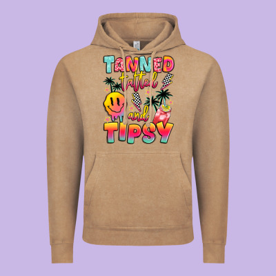 Tanned Tattled And Tipsy Vintage Hoodie Designed By Jahusdesignshop