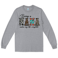 Heather Grey being nana makes my life complate Long Sleeve Tee - CowhideDigitalArt