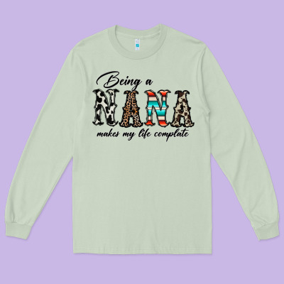 Being Nana Makes My Life Complate Long Sleeve Tee Designed By Cowhidedigitalart