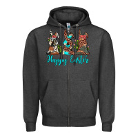 Charcoal Heather happy easter leopard cowhide turquoise cactus bunny's Zipper Hoodie - JahusDesignShop