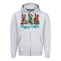 Heather Grey happy easter leopard cowhide turquoise cactus bunny's Zipper Hoodie - JahusDesignShop