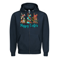 Navy happy easter leopard cowhide turquoise cactus bunny's Zipper Hoodie - JahusDesignShop