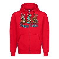 Red happy easter leopard cowhide turquoise cactus bunny's Zipper Hoodie - JahusDesignShop