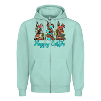 Seafoam happy easter leopard cowhide turquoise cactus bunny's Zipper Hoodie - JahusDesignShop