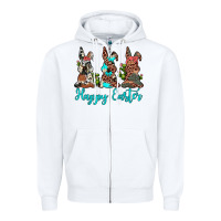 White happy easter leopard cowhide turquoise cactus bunny's Zipper Hoodie - JahusDesignShop