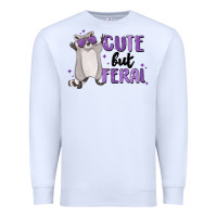 White cute but feral Premium Sweatshirt - MaliasSmallBusiness