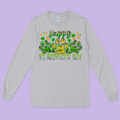 Heppy St. Patricks Day Long Sleeve Tee Designed By Racoondesign