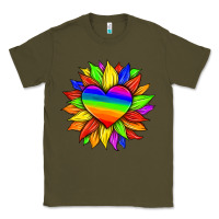 Army Green lgbtq color heart and sunflower Classic Tee - HRA Design Shop