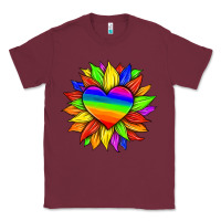 Burgundy lgbtq color heart and sunflower Classic Tee - HRA Design Shop