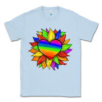 Dusty Blue lgbtq color heart and sunflower Classic Tee - HRA Design Shop