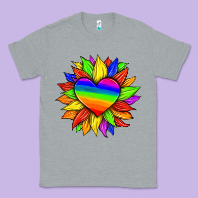 Lgbtq Color Heart And Sunflower Classic Tee Designed By Hra Design Shop