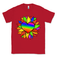 Red lgbtq color heart and sunflower Classic Tee - HRA Design Shop