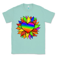 Seafoam lgbtq color heart and sunflower Classic Tee - HRA Design Shop