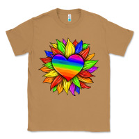 Toasted Coconut lgbtq color heart and sunflower Classic Tee - HRA Design Shop