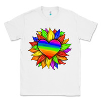 White lgbtq color heart and sunflower Classic Tee - HRA Design Shop