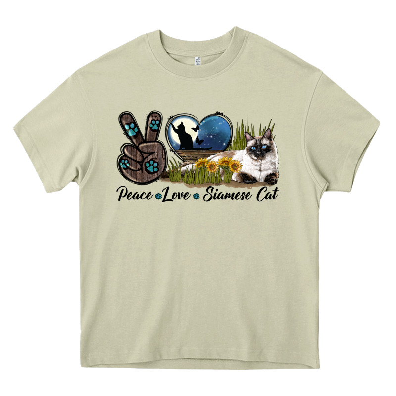 Peace Love Siamese Cat Heavy Core Tee by LillyAllenDesigns | Teevron