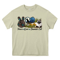 Mossy Peace Love Siamese Cat Heavy Core Tee - LillyAllenDesigns