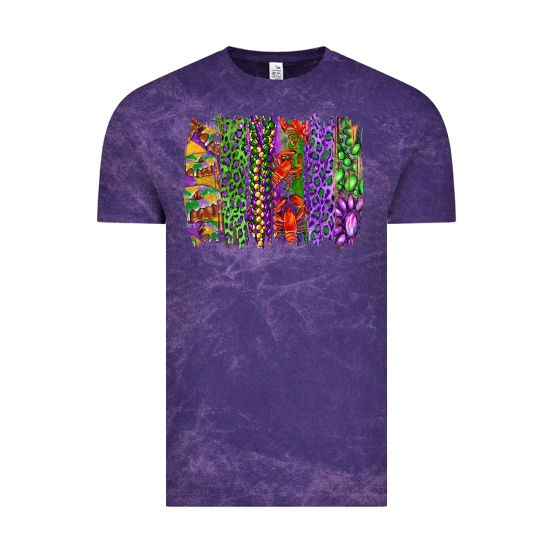 Mardi Gras Brush Strokes King Cake And Craw Fish Vintage Tee by RanaPortraitStore | Teevron