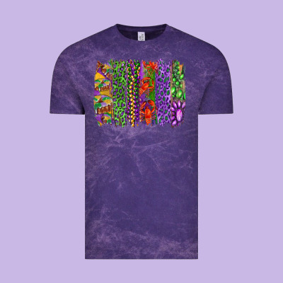 Mardi Gras Brush Strokes King Cake And Craw Fish Vintage Tee Designed By Ranaportraitstore