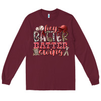 Burgundy hey batter batter swing Long Sleeve Tee - RacoonDesign