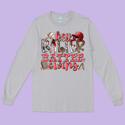 Hey Batter Batter Swing Long Sleeve Tee Designed By Racoondesign