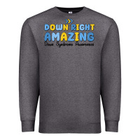 Charcoal Heather down right amazing down syndrome awareness Premium Sweatshirt - MaliasSmallBusiness
