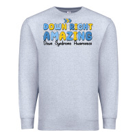Heather Grey down right amazing down syndrome awareness Premium Sweatshirt - MaliasSmallBusiness