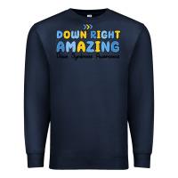 Navy down right amazing down syndrome awareness Premium Sweatshirt - MaliasSmallBusiness