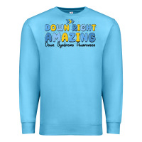 Ocean Blue down right amazing down syndrome awareness Premium Sweatshirt - MaliasSmallBusiness