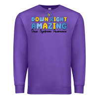 Purple down right amazing down syndrome awareness Premium Sweatshirt - MaliasSmallBusiness
