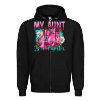 Black Breast Cancer My Aunt İs A Fighter Zipper Hoodie - Artiststas