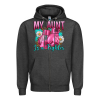 Charcoal Heather Breast Cancer My Aunt İs A Fighter Zipper Hoodie - Artiststas