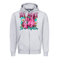 Heather Grey Breast Cancer My Aunt İs A Fighter Zipper Hoodie - Artiststas
