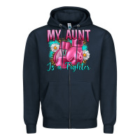 Navy Breast Cancer My Aunt İs A Fighter Zipper Hoodie - Artiststas