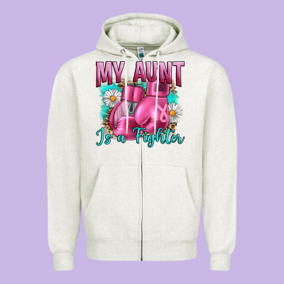 Breast Cancer My Aunt İs A Fighter Zipper Hoodie Designed By Artiststas