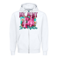 White Breast Cancer My Aunt İs A Fighter Zipper Hoodie - Artiststas