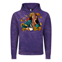 Cloud Purple Fall afro woman with coffee Vintage Hoodie - RanaPortraitStore